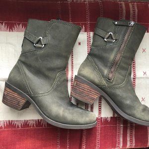 Teva Foxy Heeled Boots in Olive Nubuck Leather, Women's 7.5